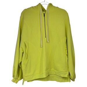 Free People High Road 1/4 Zip‎ Hoodie Neon Lime Oversized XS